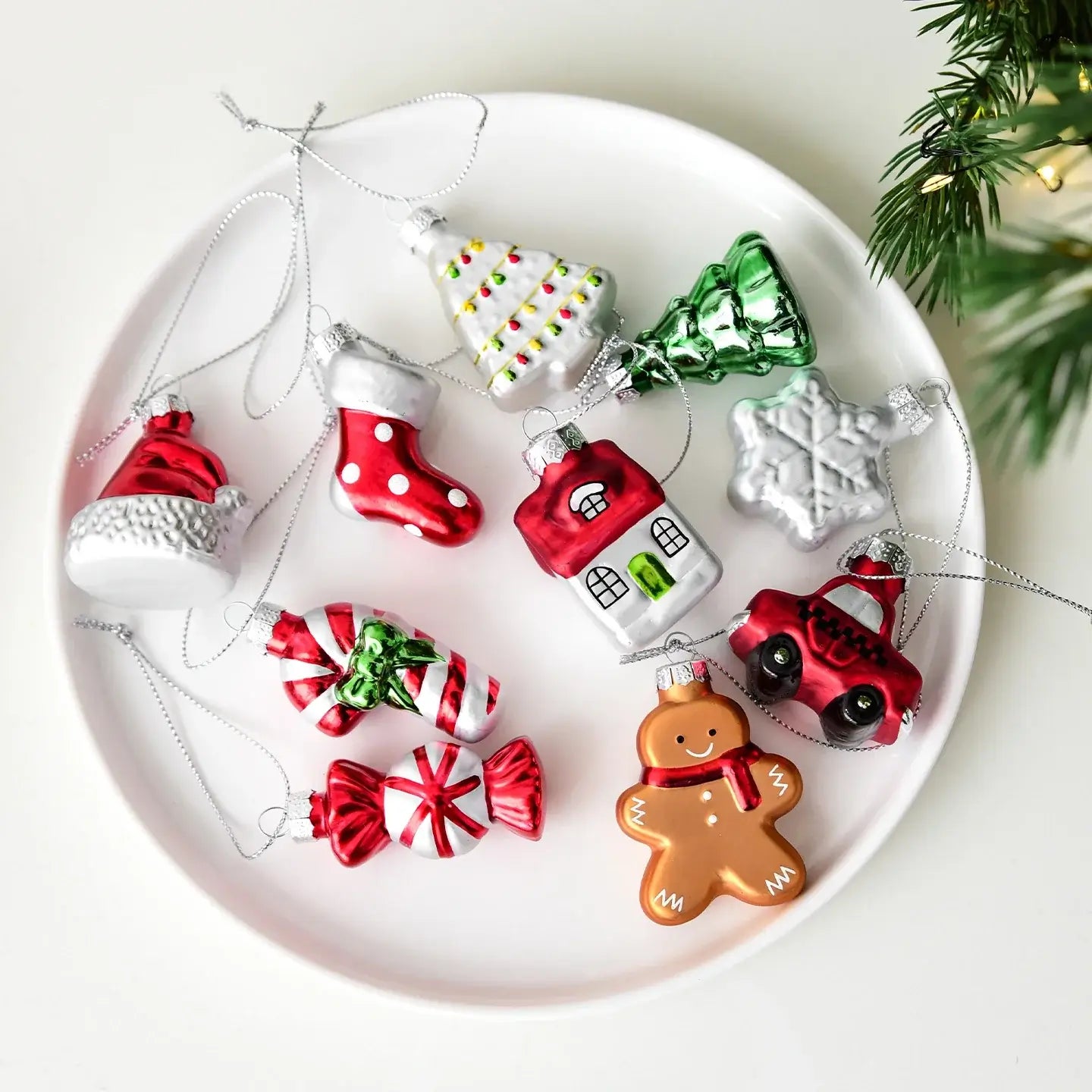 Glass Gingerbread Man Ornaments Set