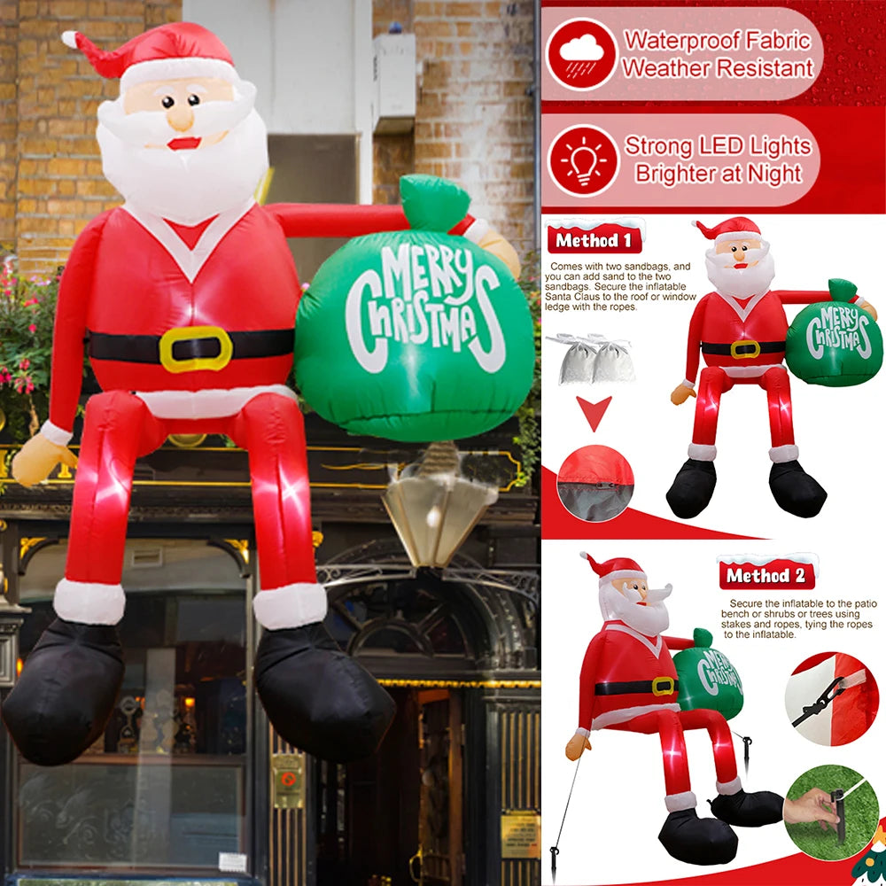 8FT Inflatable Santa with LED Present Bag