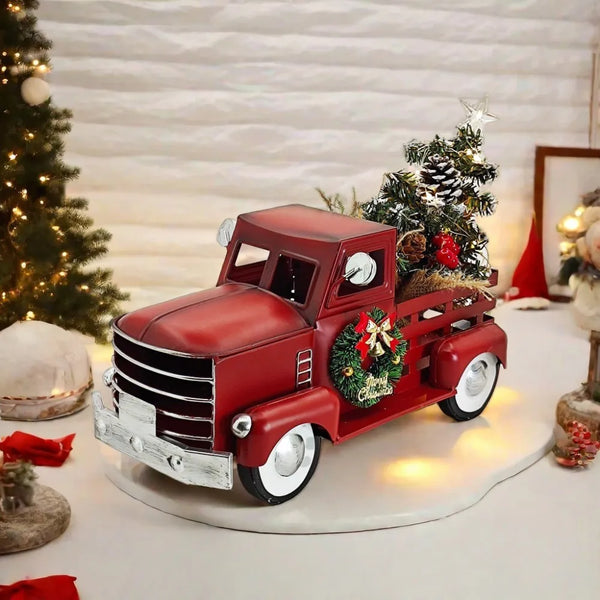 Red Christmas Truck with Twinkling Lights
