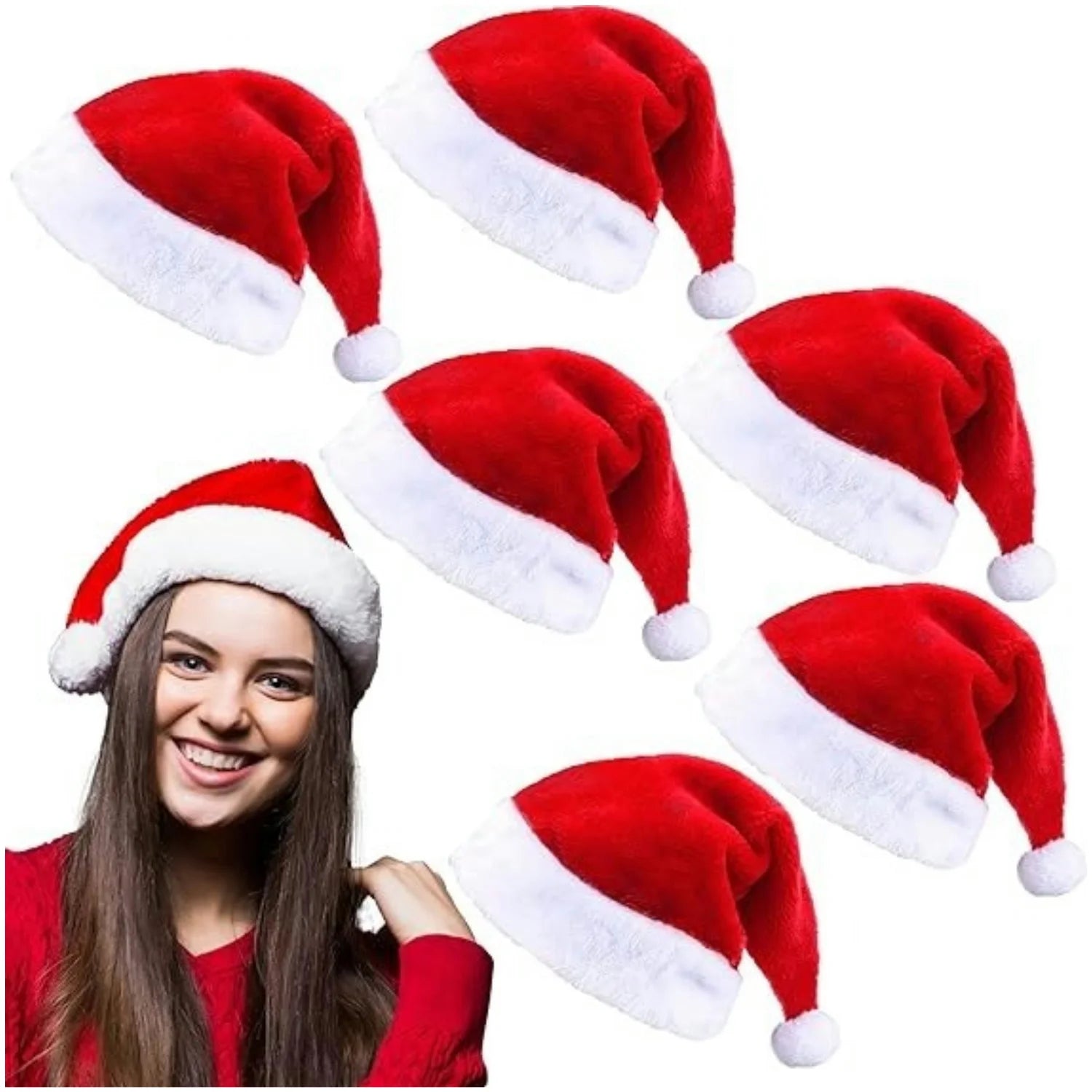 Fluffy Red Santa Hats for Adults