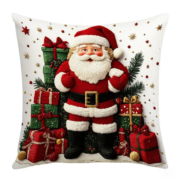 Snowman Print Christmas Linen Throw Pillowcase