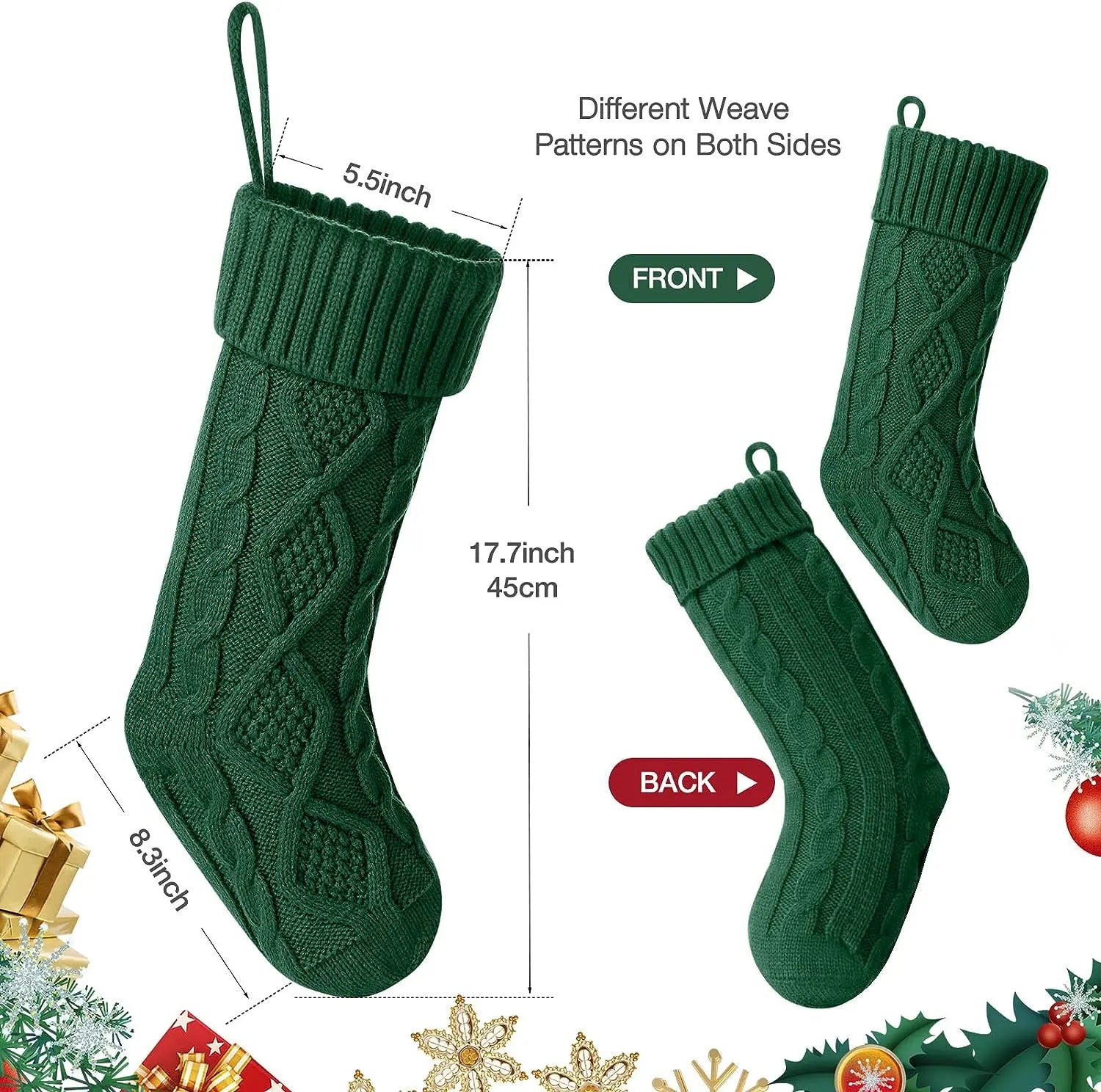 Large Cable Knit Christmas Stockings for Kids