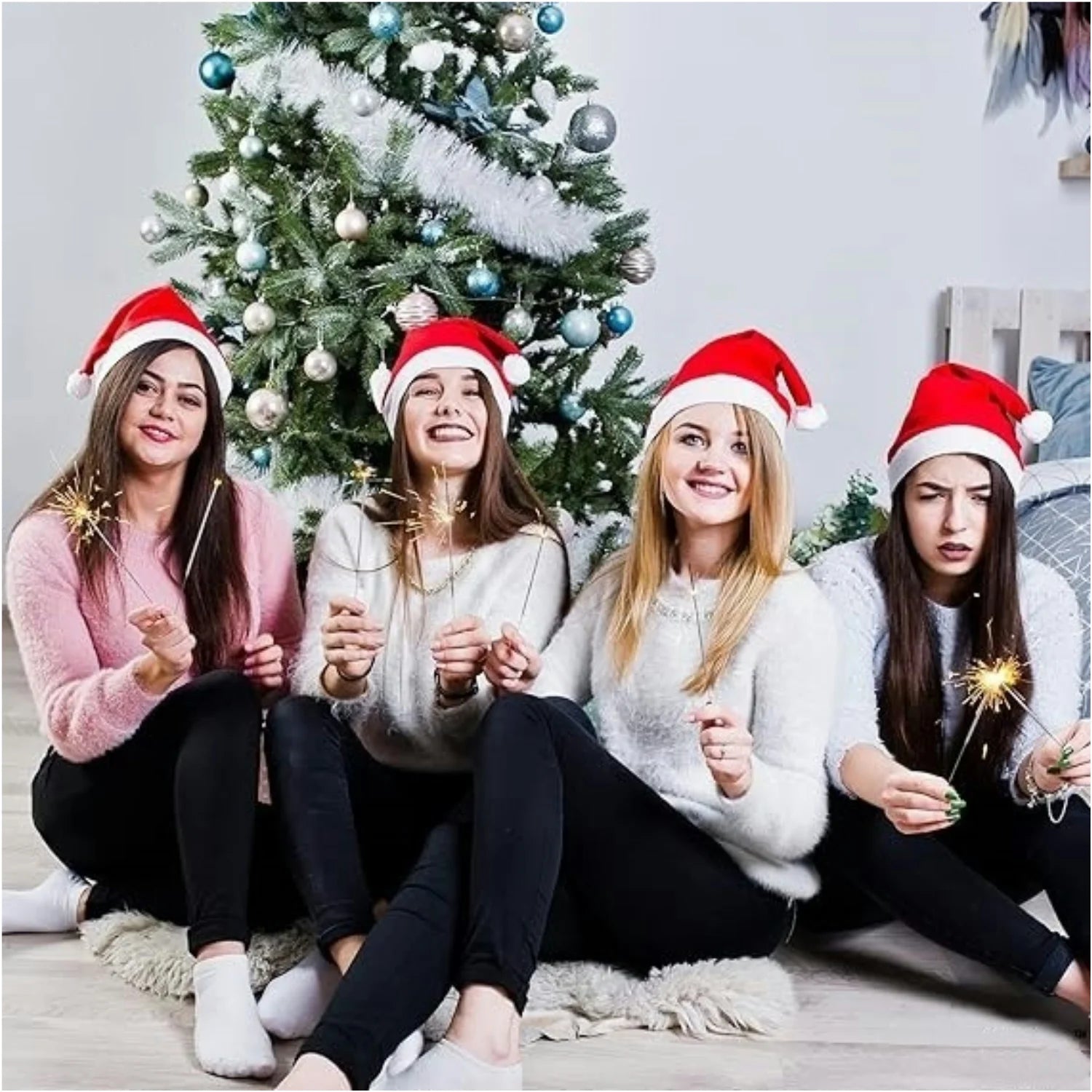 Fluffy Red Santa Hats for Adults