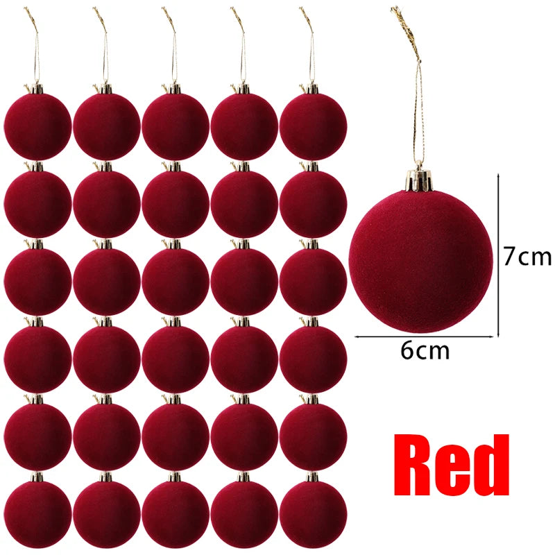 6cm Red Velvet Christmas Tree Ornaments