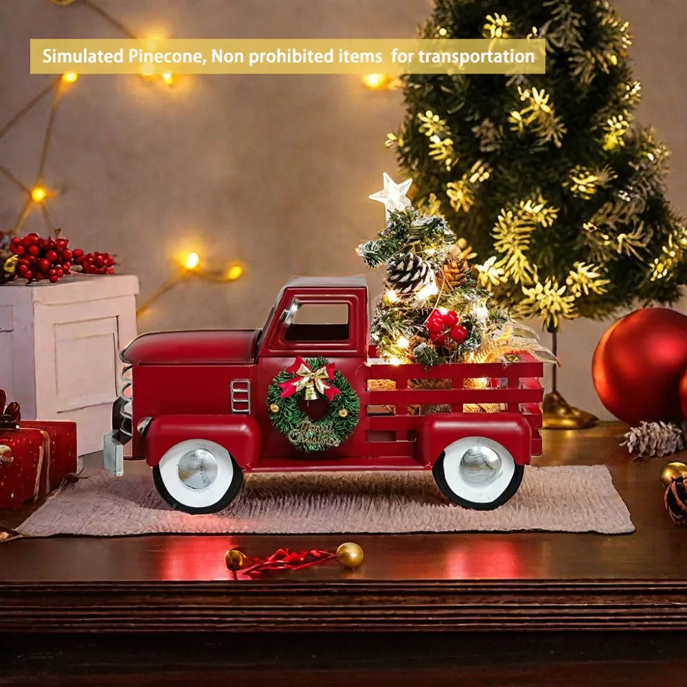 Red Christmas Truck with Twinkling Lights