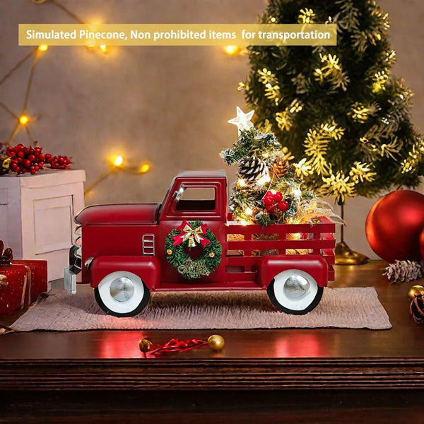 Red Christmas Truck with Twinkling Lights